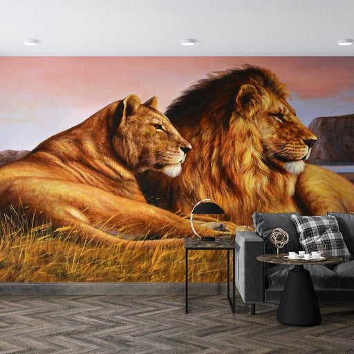 Lion Wallpaper Mural | Majestic Lion - Carving wallpaper