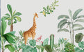 Long - necked deer Jungle wallpaper mural | children's giraffe jungle wallpaper - Carving wallpaper