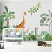 Long - necked deer Jungle wallpaper mural | children's giraffe jungle wallpaper - Carving wallpaper