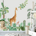 Long - necked deer Jungle wallpaper mural | children's giraffe jungle wallpaper - Carving wallpaper