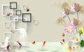 Lotus Koi Wallpaper Mural | Square Landscape - Carving wallpaper