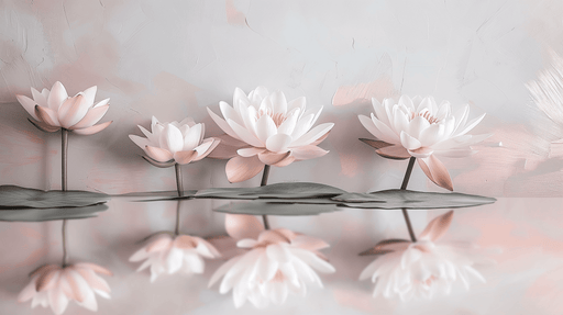 Lotus Wallpaper Mural | Pink and White Tone - Carving wallpaper