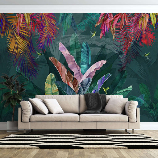 Lush Tropical Leaves Wallpaper Mural | Vibrant Rainforest Décor for Living Room & Bedroom