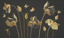 Luxury Black & Gold Floral Butterfly Wall Mural – Embossed Texture for Living Room & Bedroom with gold embossed flowers and butterflies on dark backdrop