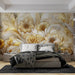 Luxury Golden Floral Wallpaper | European Embossed Pattern with 3D Relief Effect - opulent gold floral wallpaper for elegant bedrooms and living spaces
