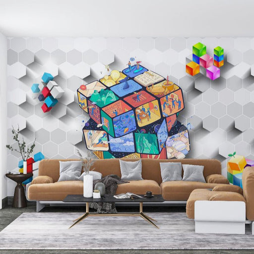 Magic Cube Mural Wallpaper | Creating Fun Art Space - Carving wallpaper