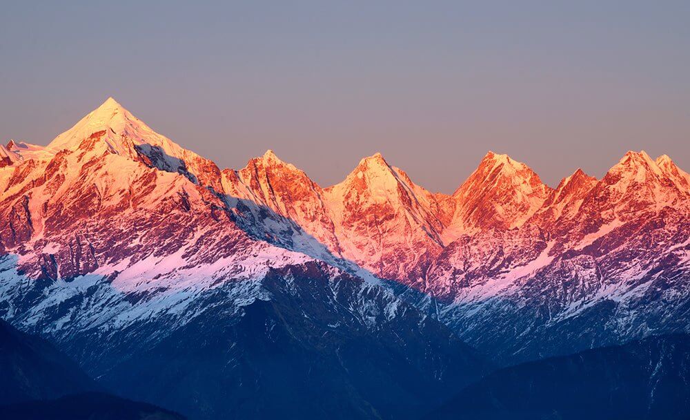 Majestic Snow Mountain Sunrise Wall Mural | Cold Rock Landscape — Majestic Snow Mountain Sunrise Wall Mural | Cold Rock Landscape