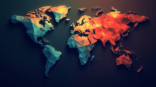 Map Wallpaper Mural | Polygonal World Map - Carving wallpaper