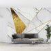 Marble geometric wallpaper mural | Living room high-end design with gold foil accents in a luxurious white marble backdrop