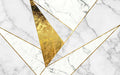 Marble geometric wallpaper mural | Living room high-end design with white marble and gold foil geometric lines interior art installation
