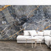 Marble texture wallpaper mural | Stone texture style wall decoration with grey, gold veins in a luxurious living room