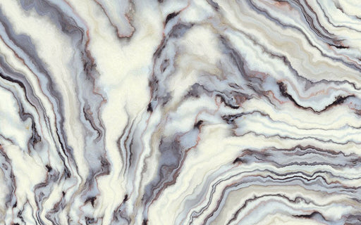 Marble textured wallpaper mural | Grey white gradient decoration – marble stone-like swirl pattern for elegant bedrooms and chic living rooms