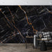 Marble wallpaper mural | Black background with gold pattern showcasing elegant texture - Carving wallpaper