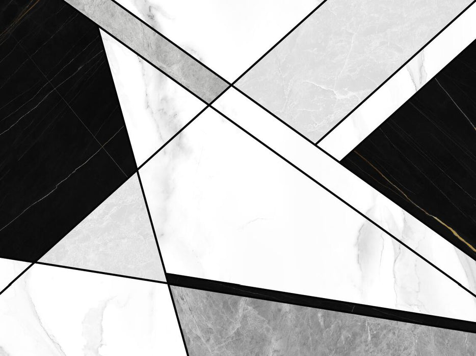 Marble Wallpaper Mural | Black WhiteGray Geometric Marble Texture Mural - Carving wallpaper