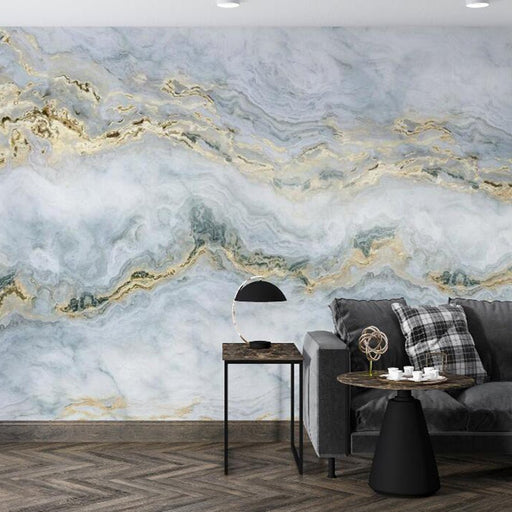 Marble wallpaper mural | Blue gray gold marble texture, luxurious wallpaper - Carving wallpaper
