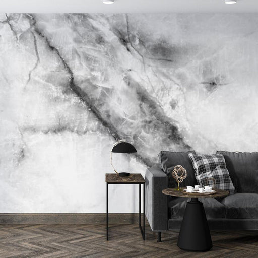 Marble Wallpaper Mural | Grey and White Interwoven Texture - Carving wallpaper