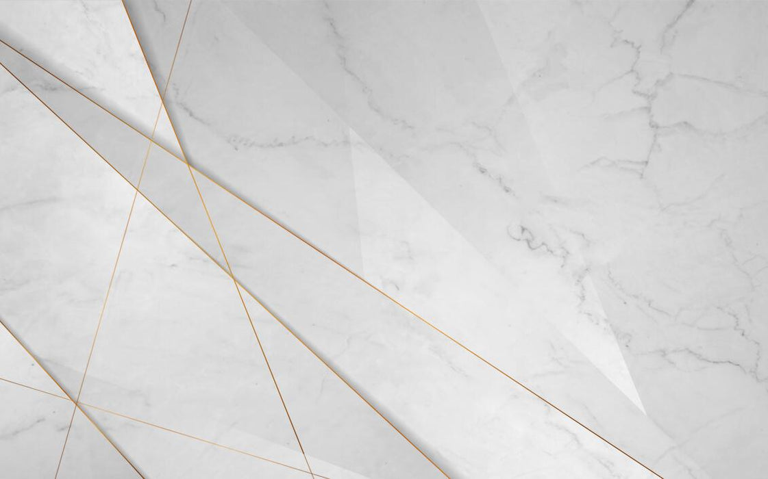Marble wallpaper mural | Grey white marble, gold wire wallpaper - Carving wallpaper