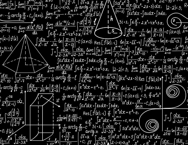 Mathematical formula wallpaper mural | Geometric figure blackboard style mural - Carving wallpaper