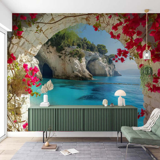 Mediterranean Coast Landscape Wallpaper Living Room Bedroom Vacation Style Decorative Wall