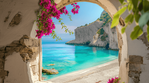 Mediterranean Wallpaper Mural | Abandoned Beach - Carving wallpaper