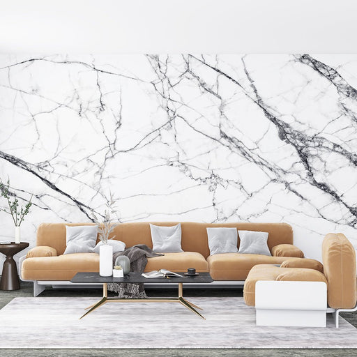 Minimalist marble wallpaper mural | Black and white texture - Carving wallpaper
