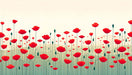 Minimalist Red Poppy Wallpaper Mural | Living Room Bedroom Healing Decorative Wall - Fresh flower field romance with simple red poppies and bright colors for a healing, luxurious space