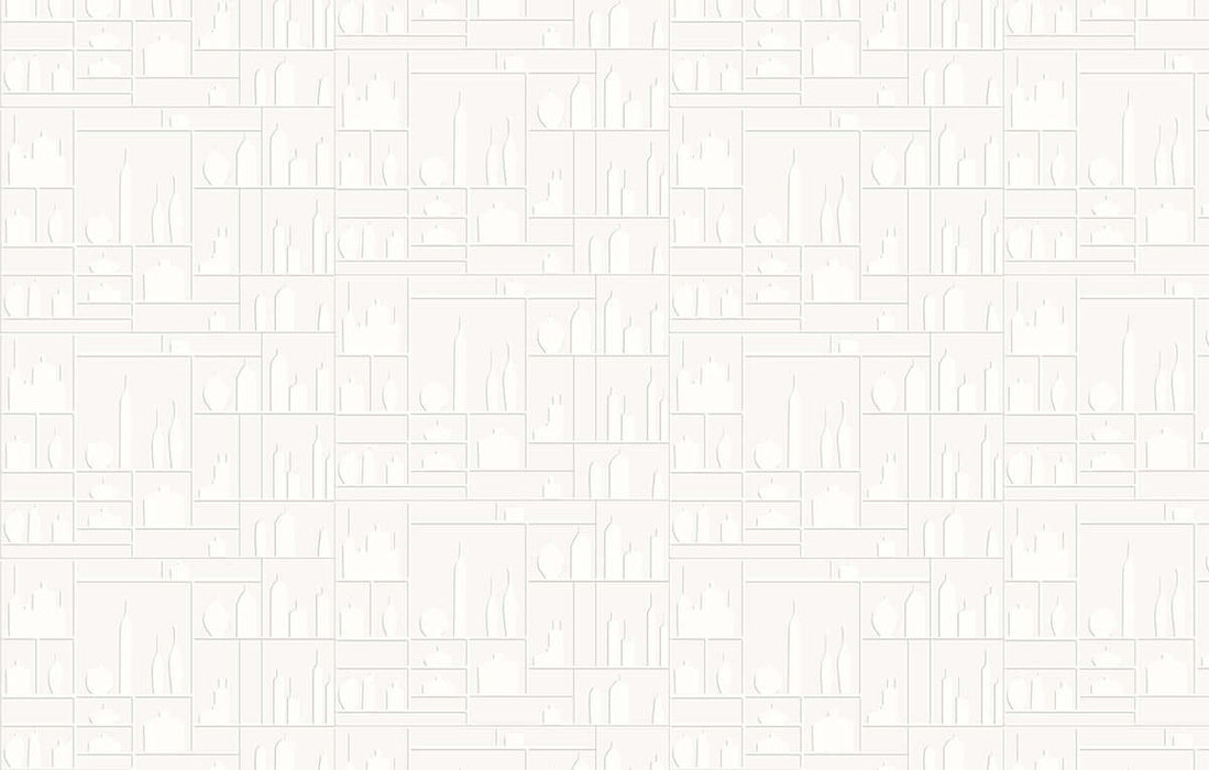 Minimalist white relief wallpaper | 3D geometric mural
