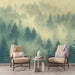 Misty Forest Wallpaper Mural | Artistic Pine Tree - Carving wallpaper