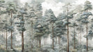 Misty Forest Wallpaper Mural | Blue Green Tone - Carving wallpaper