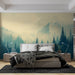Misty Forest Wallpaper Mural | Coniferous Forest and Misty Snow Mountain - Carving wallpaper