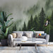 Misty Forest Wallpaper Mural | Thick Pine Forest - Carving wallpaper