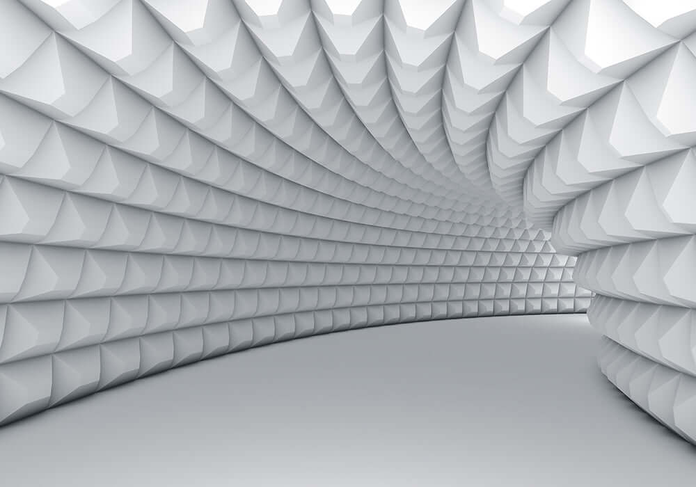 Modern 3D Geometric Wallpaper Mural – White Stereoscopic Design for Futuristic Living & Bedrooms