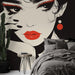 Modern Girl Illustration Wallpaper Mural | Classic Black, White, and Red Colors - Carving wallpaper