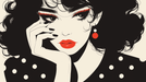 Modern Girl Illustration Wallpaper Mural | Classic Black, White, and Red Colors - Carving wallpaper