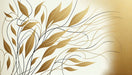 Modern Gold Leaf Line Wallpaper Mural | Minimalist Botanical Art for Luxe Interiors: delicate gold leaves traced in black lines on a soft background, luxurious contemporary botanical mural
