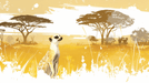 Mongoose Grassland Wallpaper Mural | Hand drawn Art Style - Carving wallpaper