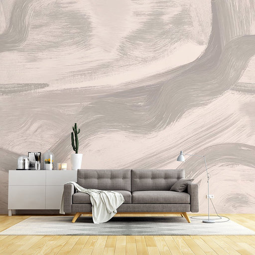 Morandi color abstract wallpaper mural | interweaving light pink and gray tones - Carving wallpaper