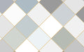 Morandi diamond grid wallpaper mural | Gilded lines