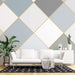 Morandi diamond grid wallpaper mural | Gilded lines