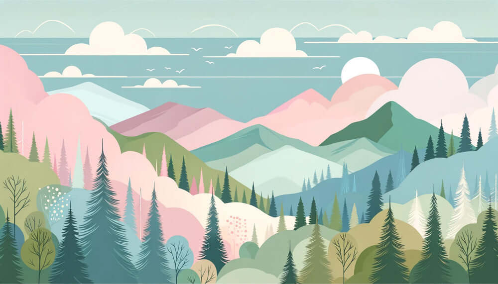 Morandi Mountain Mural Wallpaper - Healing Landscape for Bedroom & Living Room