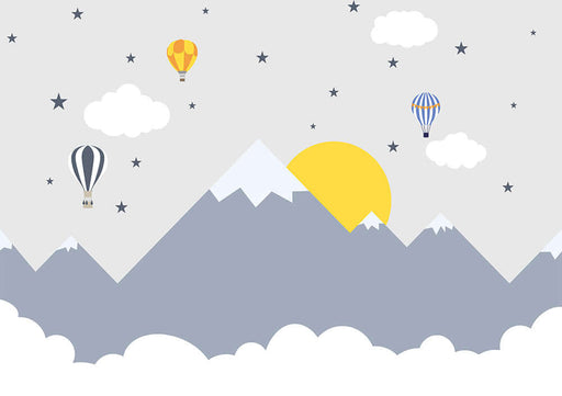 Mountain hot air balloon children's wallpaper | Children's room
