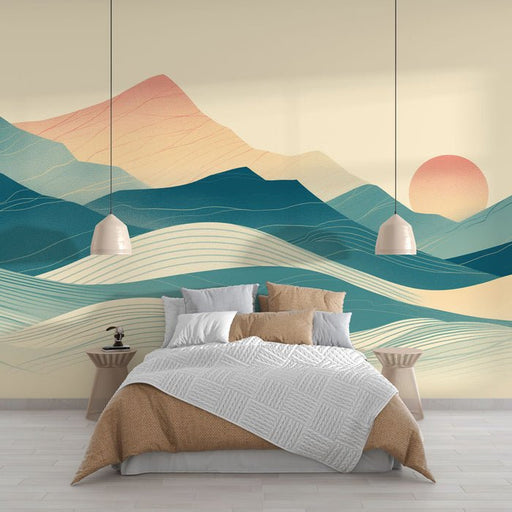 Mountain wallpaper mural | The undulating form of mountains - Carving wallpaper