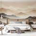 Mountain wallpaper with texture effect on neutral tones in horizontal direction - Carving wallpaper