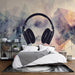 Music themed wallpaper mural | trendy headphones - Carving wallpaper