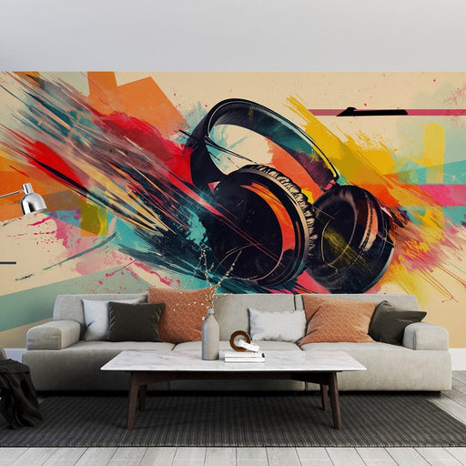Music Wallpaper Mural | Headphones - Carving wallpaper