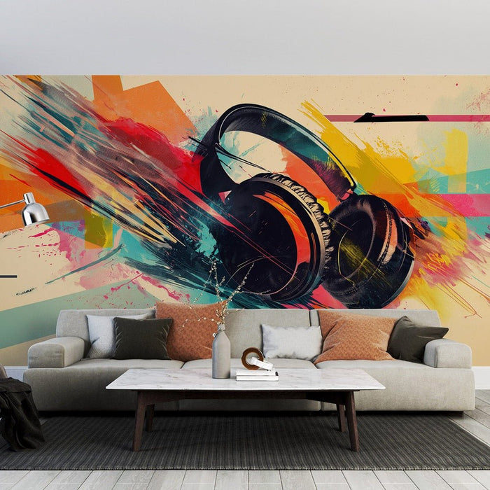 Music Wallpaper Mural | Headphones - Carving wallpaper