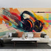 Music Wallpaper Mural | Headphones - Carving wallpaper