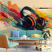 Music Wallpaper Mural | Headphones - Carving wallpaper