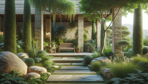 Natural courtyard wallpaper mural | Green plant landscape - Carving wallpaper