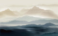 New Chinese ink landscape wallpaper | Zen style wall decoration with serene misty mountains artwork
